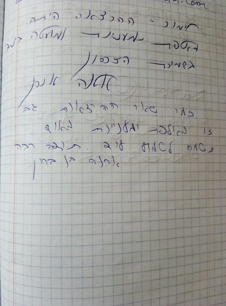 המלצה בכתב יד על ההרצאה